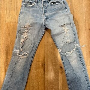 Levi's Light Blue Distressed Women's Straight Jeans, 27